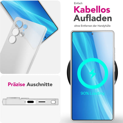 NALIA Ultra Slim Hardcase für Samsung Galaxy S25 Ultra – Matt & 0.3mm Dünn – PHANTOM (Hauchdünnes Cover & Kamera-Vollschutz) – Marke aus Berlin Weiß Transparent NALIA SlimFit Hülle