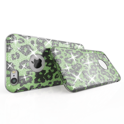NALIA Handyhülle kompatibel mit iPhone 6 6S, Glitzer Leopard Ultra-Slim Silikon-Case Back-Cover Schutz-Hülle, Glitter Leo Sparkle Handy-Tasche, Dünnes Bling Strass Thin-Fit Smart-Phone Etui - Grün Default Title NALIA Protective Hülle