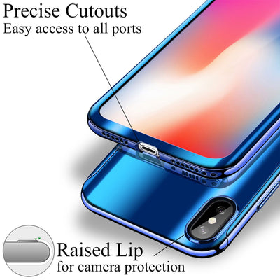 NALIA 360 Grad Handyhülle kompatibel mit Apple iPhone XS Max, Full-Cover & Schutzglas vorne hinten Hülle Doppel-Schutz Dünn Ganzkörper Case Etui Handy-Tasche Bumper & Displayschutz Rose Gold NALIA GlasSchutz