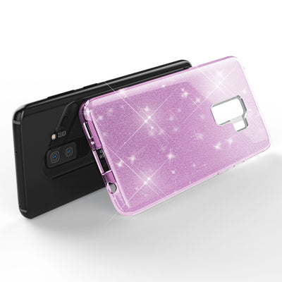 NALIA Glitzerhülle für Samsung Galaxy S9 Plus – Funkelnder Glitzer-Look & Grip – SHINEPOP (Silikon Case) – Marke aus Berlin Lila NALIA Protective Hülle