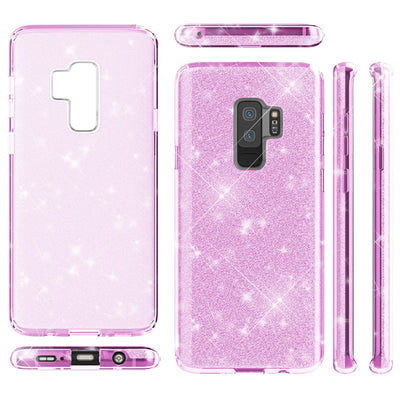 NALIA Glitzerhülle für Samsung Galaxy S9 Plus – Funkelnder Glitzer-Look & Grip – SHINEPOP (Silikon Case) – Marke aus Berlin Lila NALIA Protective Hülle