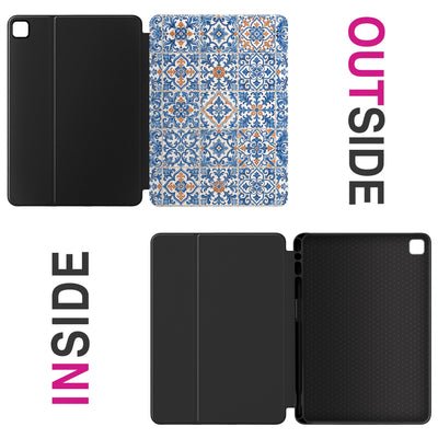 Azulejo iPad Pro 13 Klapphülle mit Fliesenmuster, innen und außen
