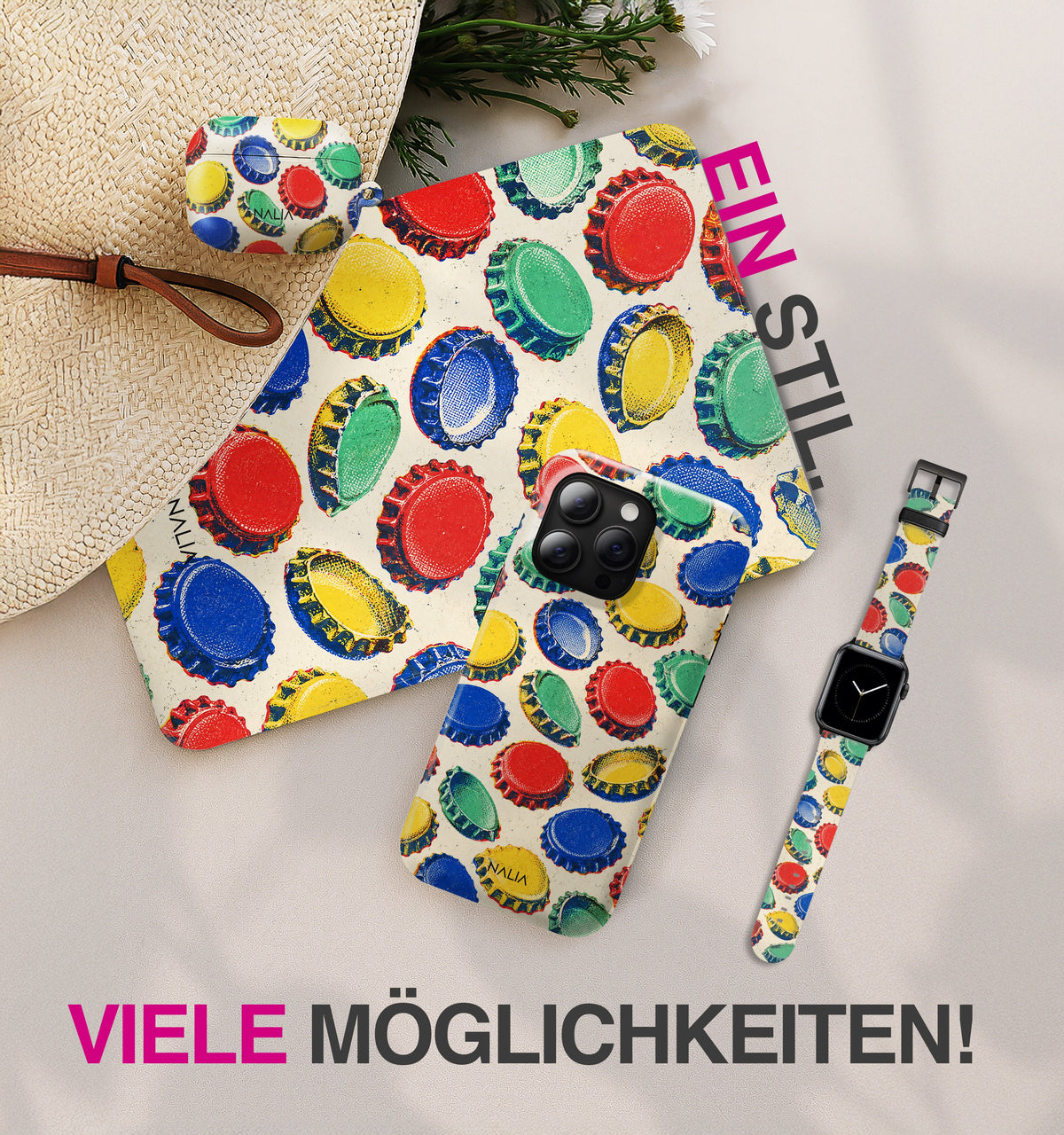 Kronkorken - Apple Watch Armband 44/45/46/49mm 44 45 46 49mm Rose Gold Matte NALIA Kunstleder Armband