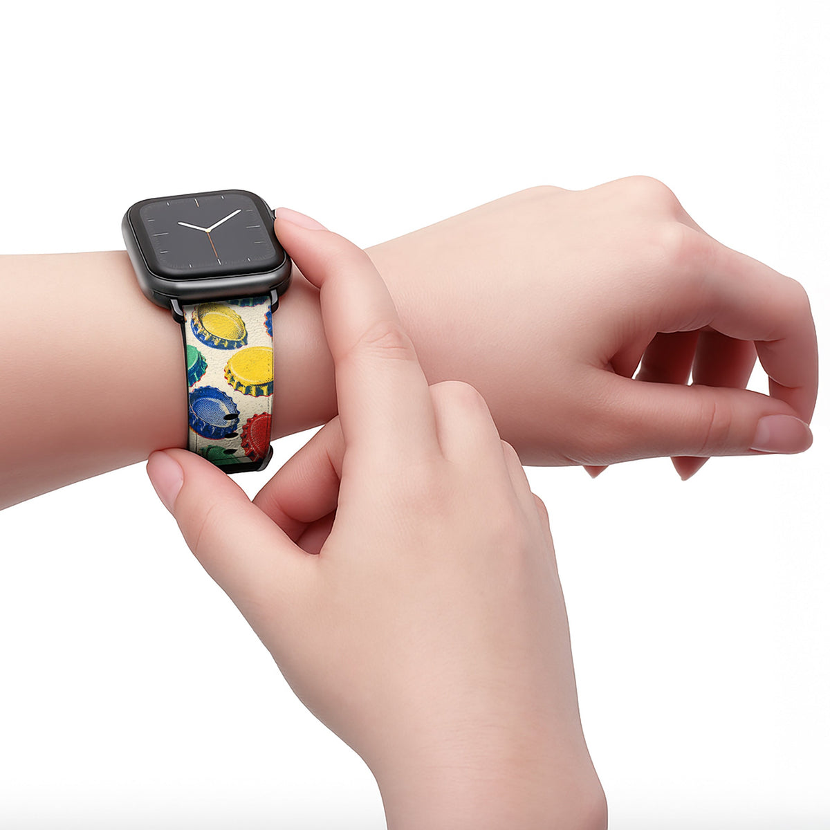 Kronkorken - Apple Watch Armband 44/45/46/49mm 44 45 46 49mm Black Matte NALIA Kunstleder Armband