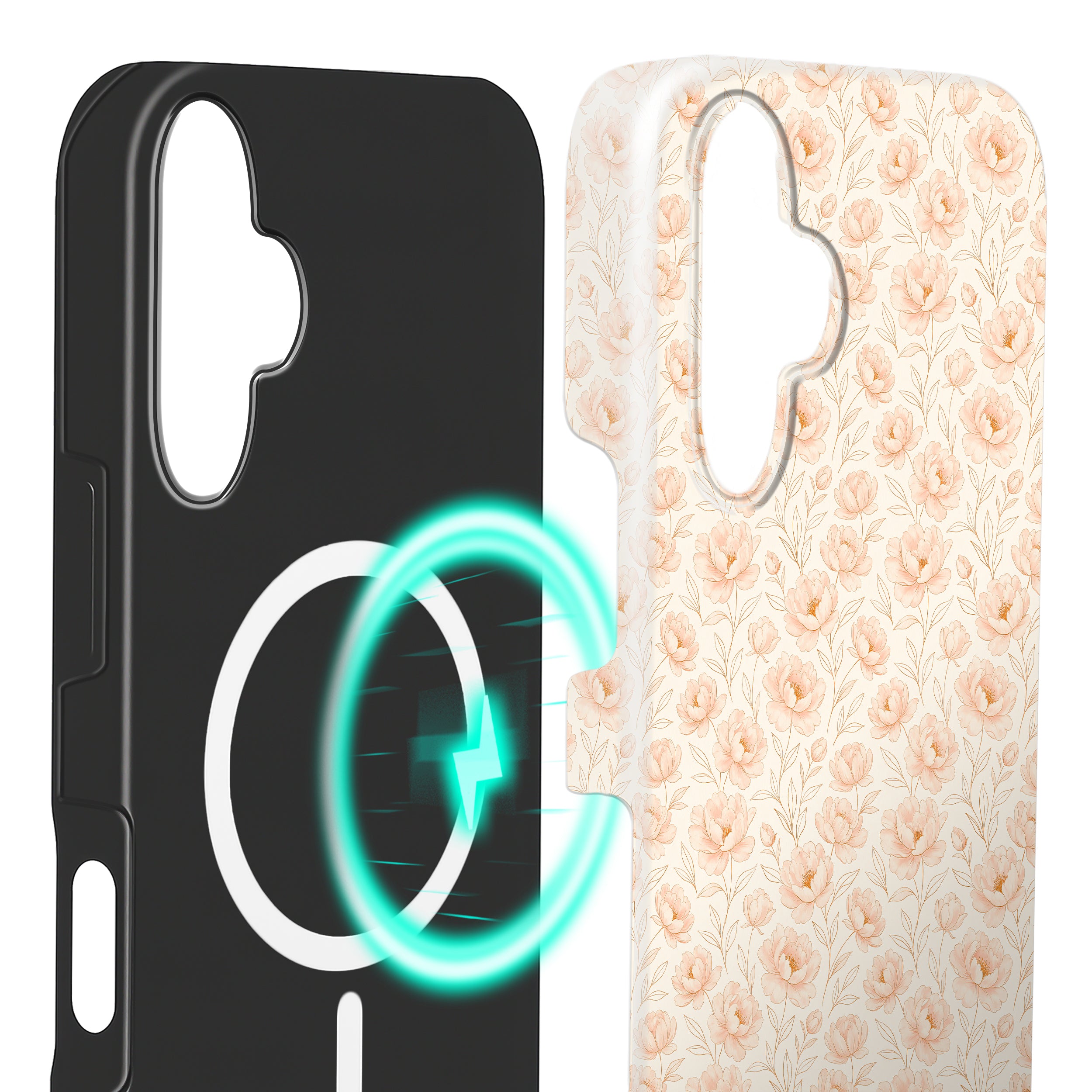 NALIA Signature Hülle für Apple iPhone (Alle Modelle) – Design "Blush" – MagSafe Case mit Pfingstrosen Blumen Muster Creme NALIA Tech Accessories