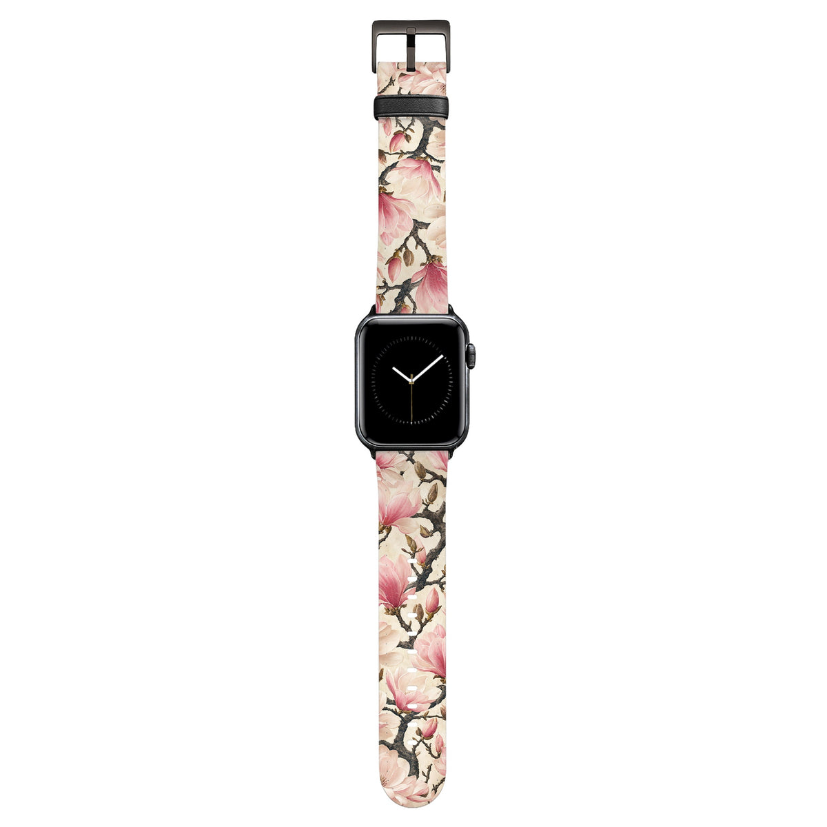 Blossom - Apple Watch Armband 44/45/46/49mm 44 45 46 49mm Matt Schwarz NALIA Kunstleder Armband