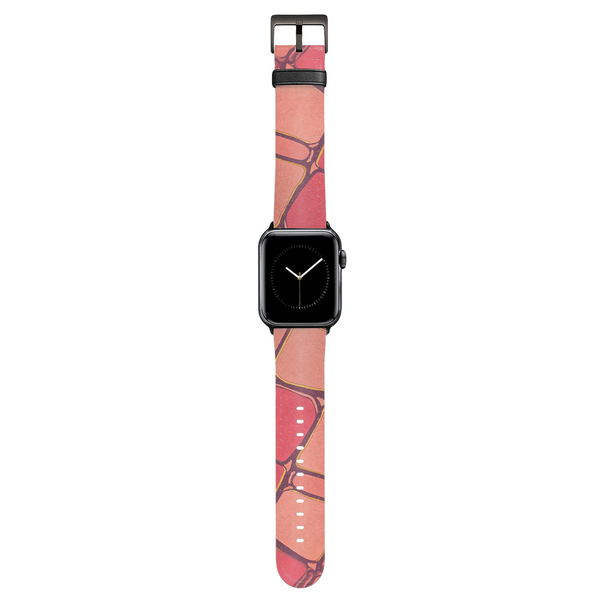 Candy Apple Watch Armband mit Kachelmuster, Schnalle Schwarz