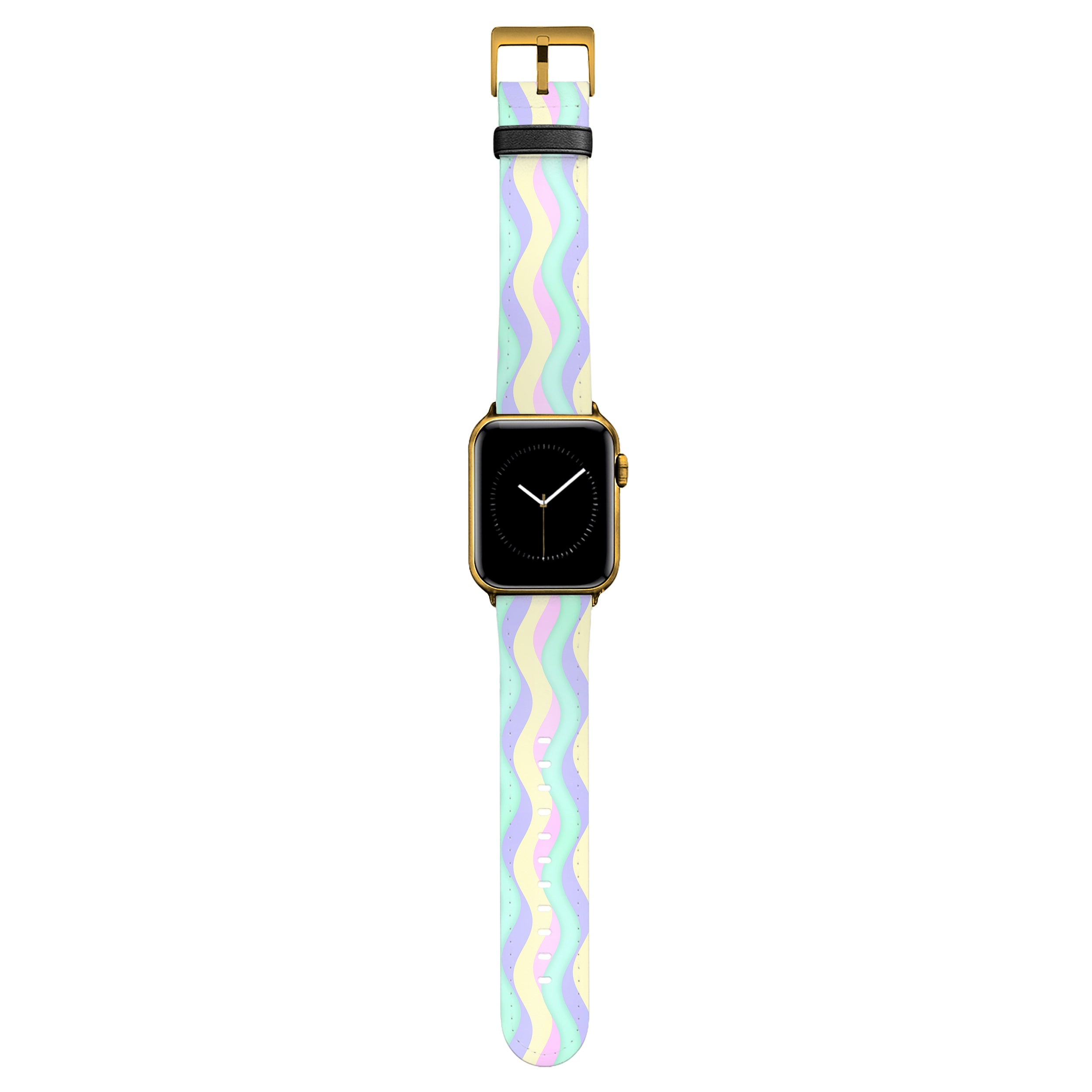 Curves - Apple Watch Armband 44-49mm & 42 (Serie 1-3) 44-49mm & 42 (Serie 1-3) Matt Gold NALIA Kunstleder Armband