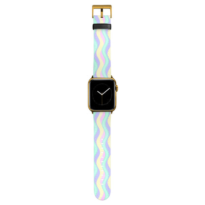 Curves - Apple Watch Armband 38-41mm & 42 (ab Serie 10) 38-41mm & 42 (ab Serie 10) Matt Gold NALIA Kunstleder Armband
