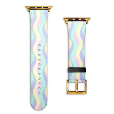 Curves - Apple Watch Armband 44-49mm & 42 (Serie 1-3) 44-49mm & 42 (Serie 1-3) Matt Gold NALIA Kunstleder Armband