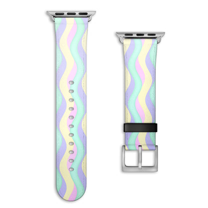 Curves - Apple Watch Armband 38-41mm & 42 (ab Serie 10) 38-41mm & 42 (ab Serie 10) Matt Silber NALIA Kunstleder Armband