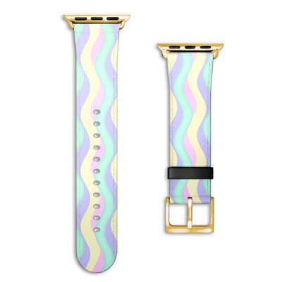 Curves - Apple Watch Armband 44-49mm & 42 (Serie 1-3) 44-49mm & 42 (Serie 1-3) Matt Gold NALIA Kunstleder Armband