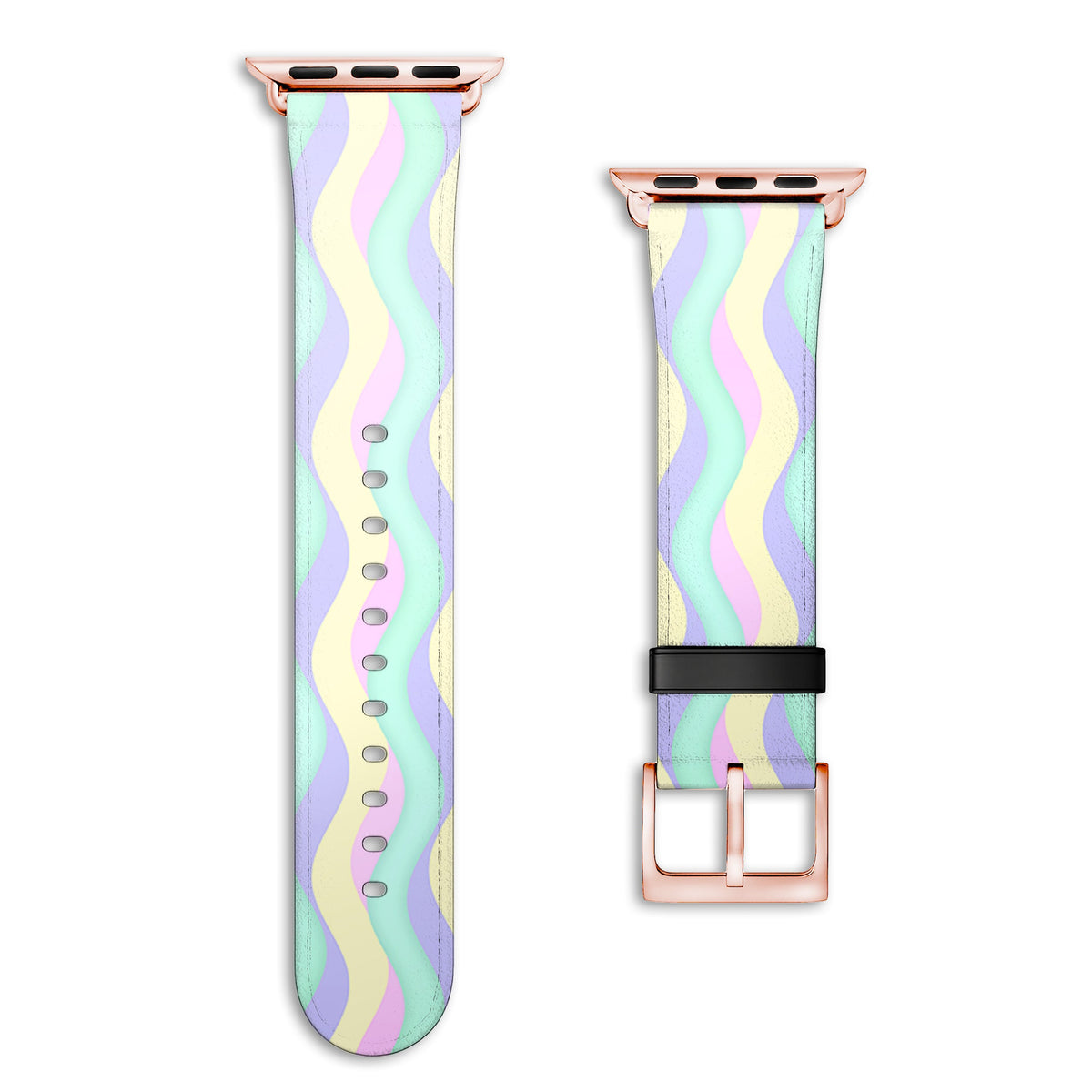 Curves - Apple Watch Armband 44-49mm & 42 (Serie 1-3) 44-49mm & 42 (Serie 1-3) Matt Rose Gold NALIA Kunstleder Armband