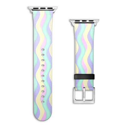 Curves - Apple Watch Armband 44-49mm & 42 (Serie 1-3) 44-49mm & 42 (Serie 1-3) Matt Silber NALIA Kunstleder Armband