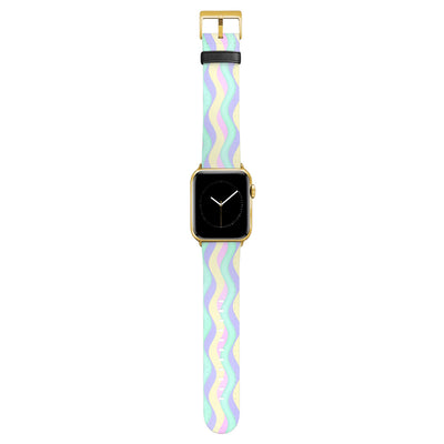 Curves - Apple Watch Armband 44-49mm & 42 (Serie 1-3) 44-49mm & 42 (Serie 1-3) Matt Gold NALIA Kunstleder Armband
