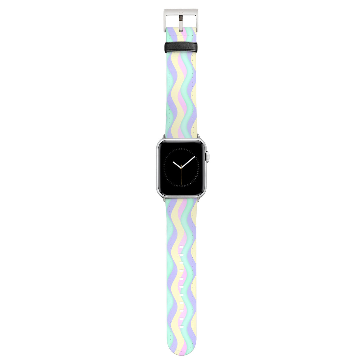 Curves - Apple Watch Armband 44-49mm & 42 (Serie 1-3) 44-49mm & 42 (Serie 1-3) Matt Silber NALIA Kunstleder Armband