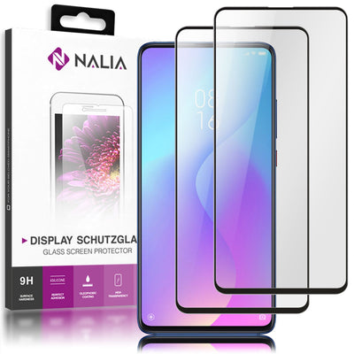 NALIA (2-Pack) Schutzglas kompatibel mit Xiaomi Mi 9T Pro Glas, 9H Full-Cover Screen Display Schutz, Handy Schutzfolie Bildschirm-Abdeckung Film Protector Tempered Glass Klar - Transparent Schwarz Default Title NALIA GlasSchutz