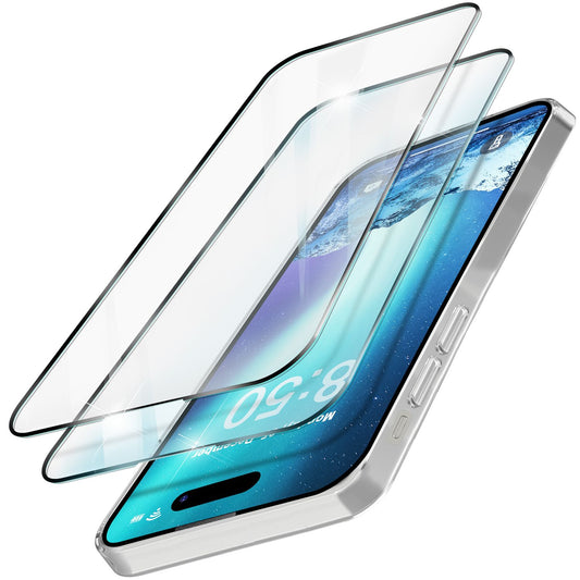 2x Schutzglas mit Applikator für iPhone 15 Full Cover Display Schutz Glas Folie