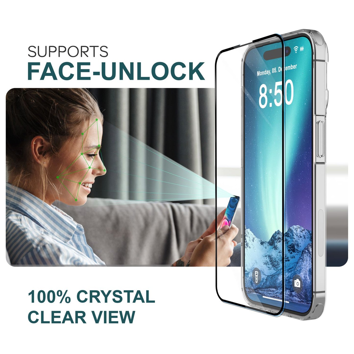2x Schutzglas mit Applikator für iPhone 15 Full Cover Display Schutz Glas Folie