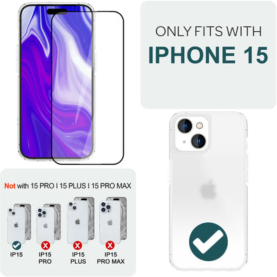 NALIA 2x Schutzglas & 1x Schablone - Set kompatibel mit iPhone 15 Glas, 9H Full-Screen Glasfolie [Case-Friendly] mit Applikator, einfache Installation, Transparenter Displayschutz mit schwarzem Rand