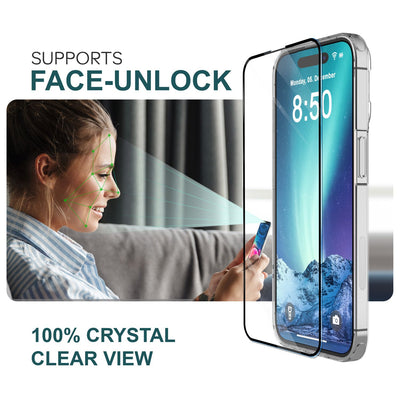 NALIA 2x Schutzglas & 1x Schablone - Set kompatibel mit iPhone 15 Pro Glas, 9H Full-Screen Glasfolie [Case-Friendly], Applikator, einfache Installation, Transparenter Displayschutz mit schwarzem Rand Default Title NALIA GlasSchutz