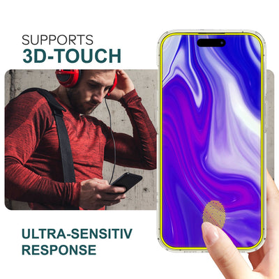 NALIA 2x Schutzglas & 1x Schablone - Set kompatibel mit iPhone 15 Pro Glas, 9H Full-Screen Glasfolie [Case-Friendly], Applikator, einfache Installation, Transparenter Displayschutz mit schwarzem Rand Default Title NALIA GlasSchutz