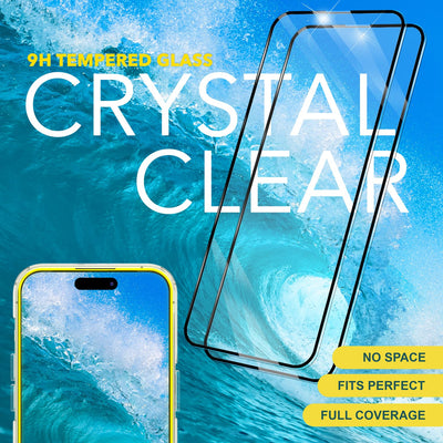 NALIA 2x Schutzglas & 1x Schablone - Set kompatibel mit iPhone 15 Pro Glas, 9H Full-Screen Glasfolie [Case-Friendly], Applikator, einfache Installation, Transparenter Displayschutz mit schwarzem Rand Default Title NALIA GlasSchutz