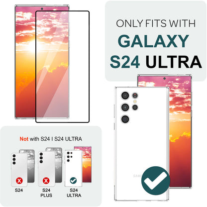 NALIA Set 2x Schutzglas & 1x Applikator für Samsung Galaxy S24 Ultra Glas, Klarer Displayschutz & Schablone, 9H Glasfilm