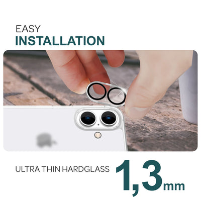NALIA 2x Kamera-Schutzglas kompatibel mit iPhone 16 Glas, Klarer Linsen-Schutz für Rückkamera, Kameraglas 9H Tempered Glass Protector Glasfolie mit Zwischenraum-Abdeckung, Kameraschutz Transparent Default Title NALIA GlasSchutz
