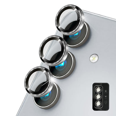 NALIA Glas Kameraschutzringe für Samsung Galaxy S25 – Linsenschutz & Case Friendly – FOCUS.PRO CLX (9H Härtegrad & Montagerahmen) – Marke aus Berlin Silber NALIA GlasSchutz