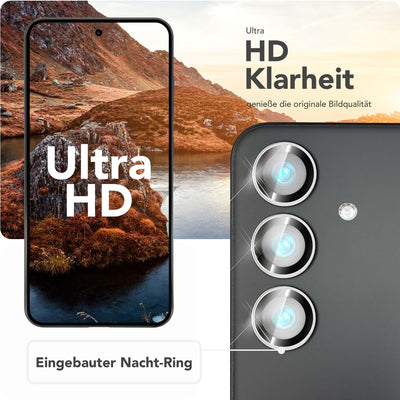 NALIA Glas Kameraschutzringe für Samsung Galaxy S25 – Linsenschutz & Case Friendly – FOCUS.PRO CLX (9H Härtegrad & Montagerahmen) – Marke aus Berlin Transparent NALIA GlasSchutz