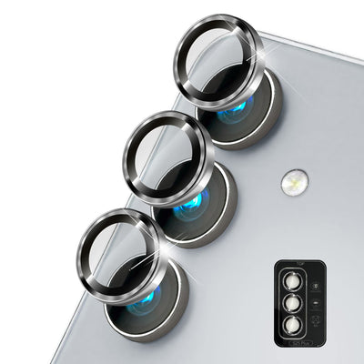 NALIA Glas Kameraschutzringe für Samsung Galaxy S25 Plus – Linsenschutz & Case Friendly – FOCUS.PRO CLX (9H Härtegrad & Montagerahmen) – Marke aus Berlin Silber NALIA GlasSchutz