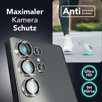 NALIA Glas Kameraschutzringe für Samsung Galaxy S25 Ultra – Linsenschutz & Case Friendly – FOCUS.PRO CLX (9H Härtegrad & Montagerahmen) – Marke aus Berlin