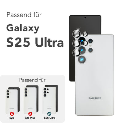 NALIA Glas Kameraschutzringe für Samsung Galaxy S25 Ultra – Linsenschutz & Case Friendly – FOCUS.PRO CLX (9H Härtegrad & Montagerahmen) – Marke aus Berlin