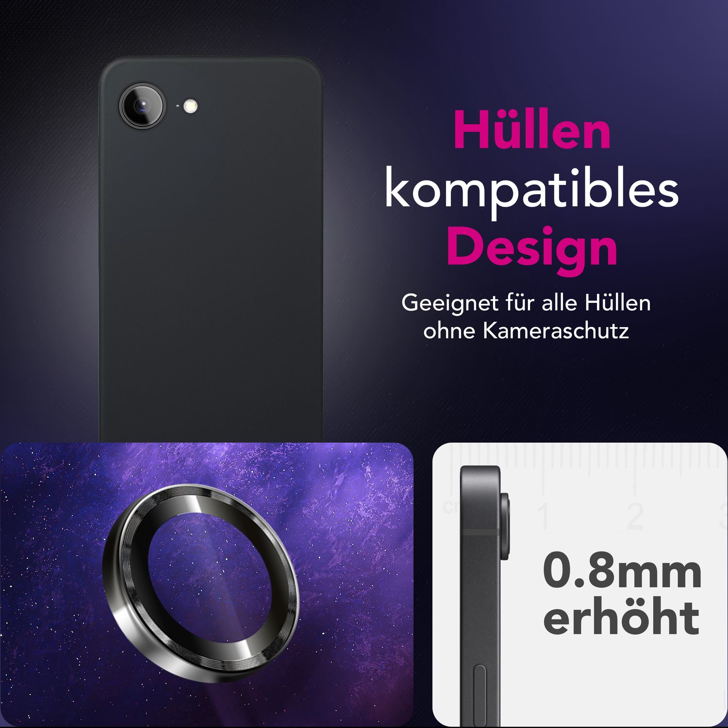 NALIA Focus.Pro CLX Kamera Schutzglas für iPhone 16e – Linsen Glas mit Anti-Reflexion Ring, Ultra-Klar mit 9H Härte, Hüllen-kompatibel, Kratzfestes Kameraglas, Objektiv Abdeckung Default Title NALIA GlasSchutz