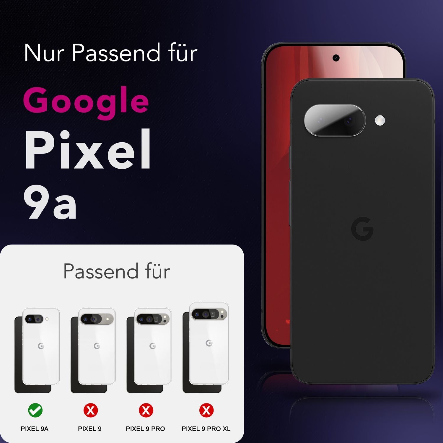 NALIA Focus.X2 MAX Kameraschutz für Google Pixel 9a – 2x Kamera Schutzglas, Ultra-Klare Abdeckung mit 9H Härte, Hüllen-freundlich, Anti-Fingerabdruck, Kratzfestes Kameraglas Default Title NALIA GlasSchutz