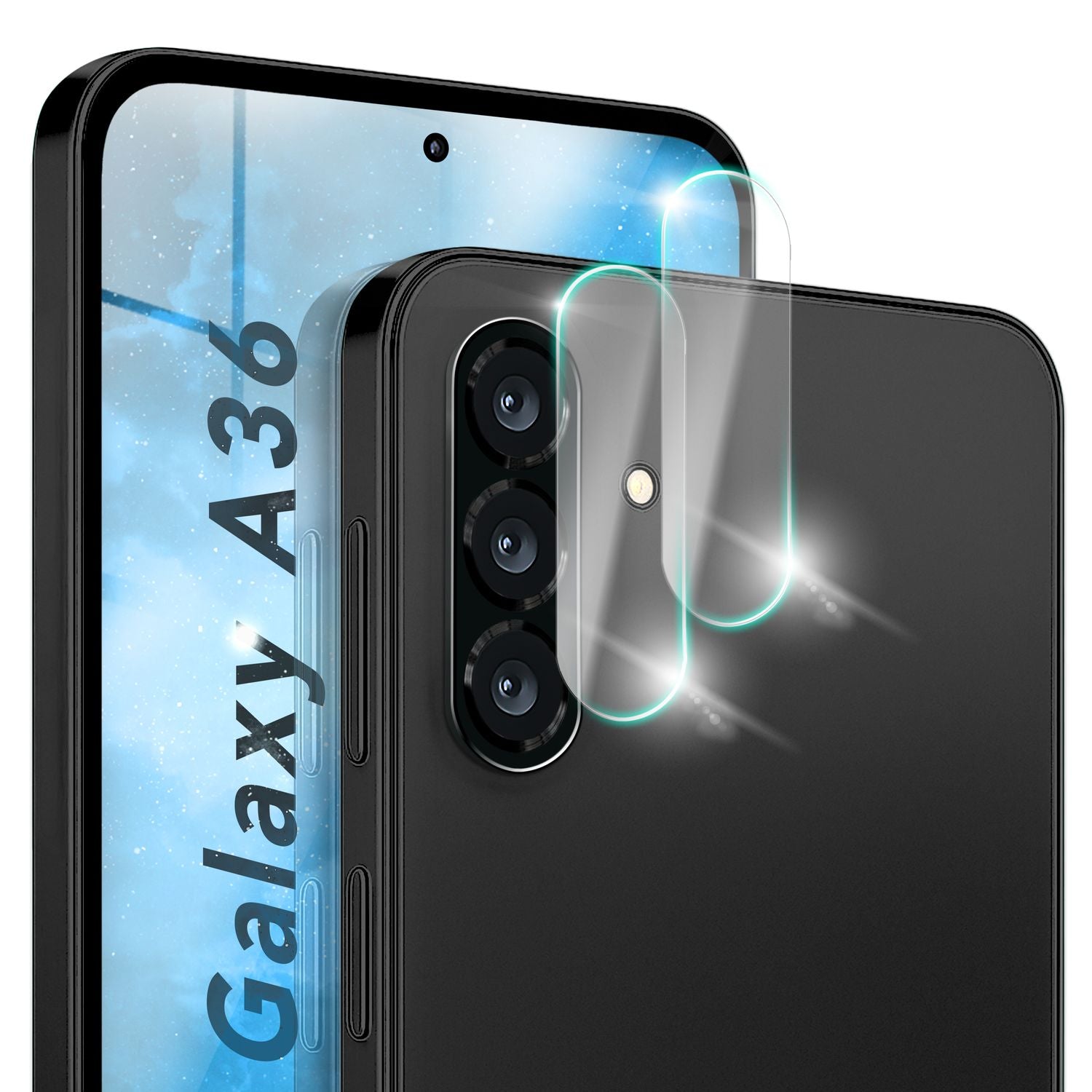 NALIA Focus.X2 MAX Kameraschutz für Samsung Galaxy A36 – 2x Kamera Schutzglas für Rückkamera, Ultra Transparent & Kratzresistent 9H, Passgenaue Abdeckung, Hüllen-kompatibel