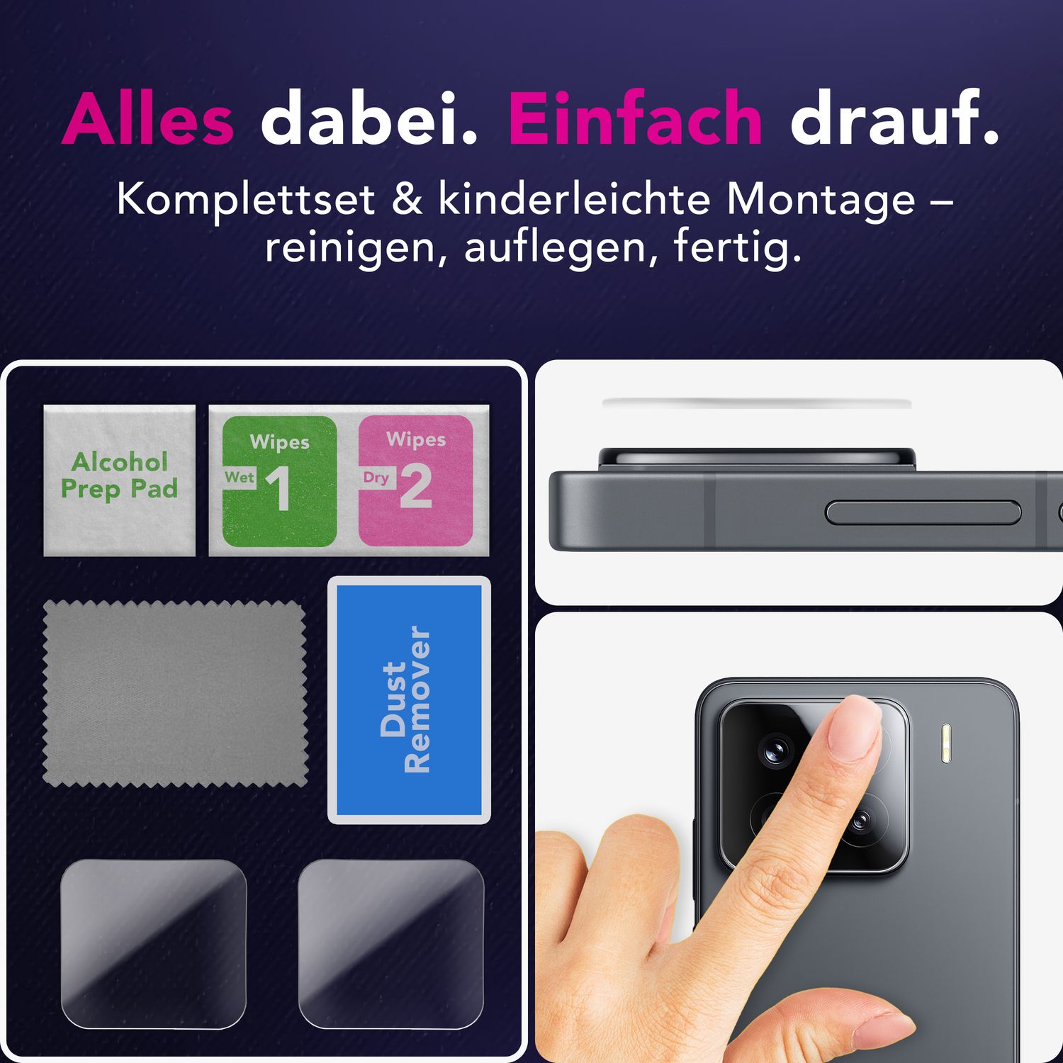 NALIA Focus.X2 MAX Kameraschutz für Xiaomi 15 – 2x Kamera Schutzglas mit 9H Härte, Ultra-Klare Linsen-Abdeckung, Kratzresistent & Fettabweisend, Hüllen-kompatibel, Objektiv-Schutz Default Title NALIA GlasSchutz