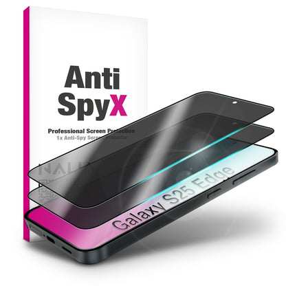 NALIA AntiSpyX für Samsung Galaxy S25 Edge Glas, Privacy Displayschutz [9H], Blickschutzfolie gegen seitliche Einblicke, Gehärtetes Schutzglas, Touchsensitiv, Anti-Fingerprint NALIA GlasSchutz