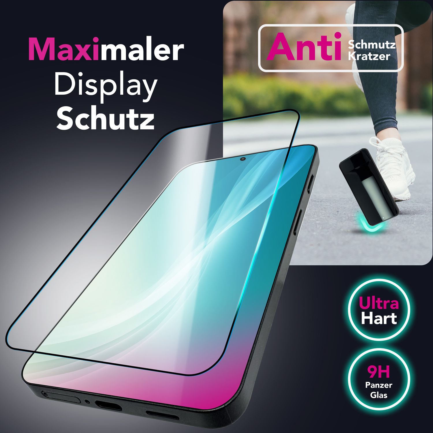 NALIA ArmorGlassX für Google Pixel 9a Glas, Set 2x Schutzglas [9H], Klare Panzerfolie mit schwarzem Rahmen, Berührungssensitiv, Anti-Kratzer Displayglas, Easy Install, Blasenfrei Default Title NALIA GlasSchutz