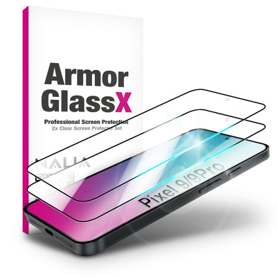 NALIA 2x Schutzglas für Google Pixel 9 / 9 Pro – Full-Screen Schutz 9H & Hüllenfreundlich – ARMORGLASSX (Display Glasfolie Transparent & 9H Härte) – Marke aus Berlin Default Title NALIA GlasSchutz