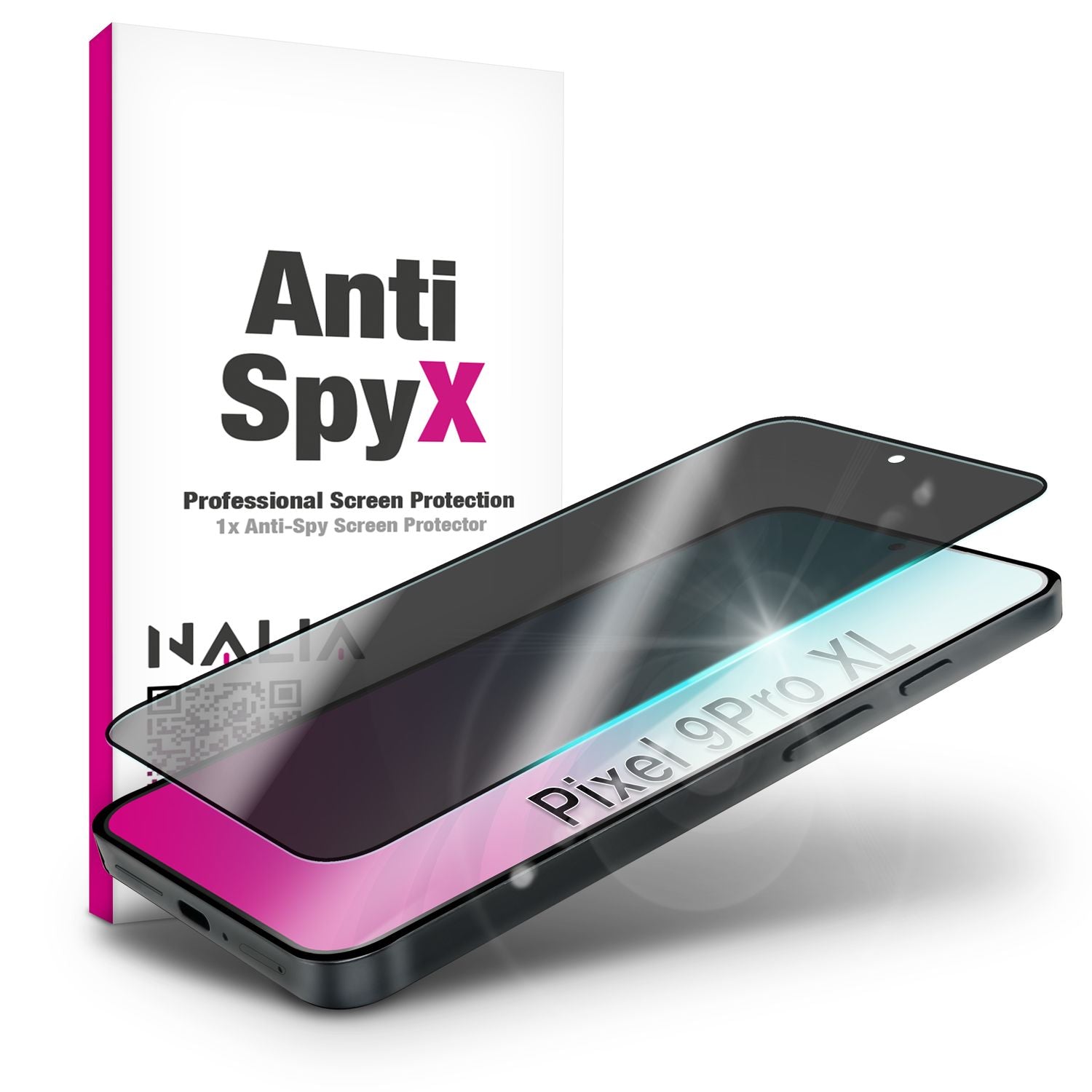 NALIA AntiSpyX für Google Pixel 9 Pro XL Glas, Privacy Schutzglas [9H], Blickschutz bei Seitenansicht, Gehärtetes Anti-Kratzer Displayglas, Touch-kompatibel, Anti-Fingerprint Default Title NALIA GlasSchutz