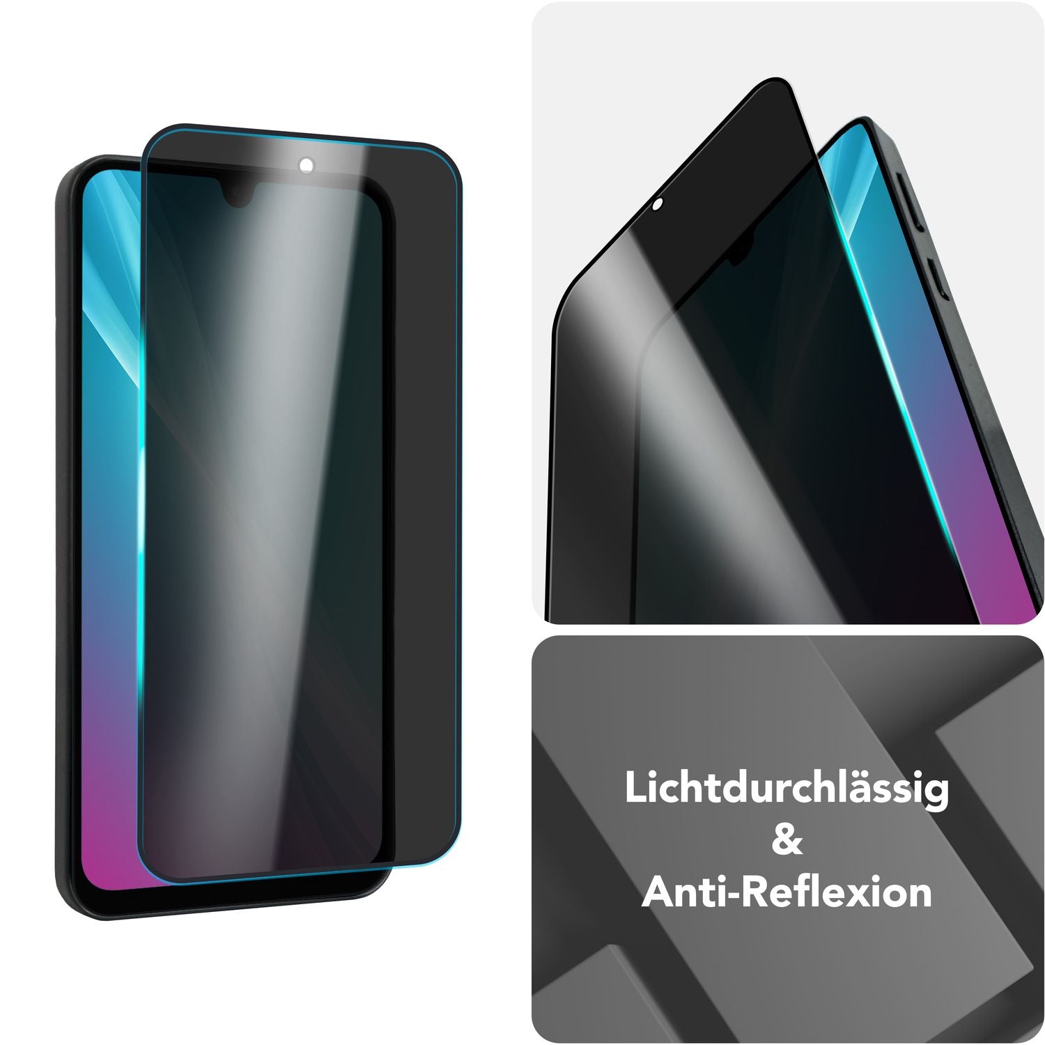 NALIA AntiSpyX für Samsung Galaxy A26 Glas, Gehärtetes Privacy Schutzglas [9H], Blickschutz gegen Seitenblicke, Anti-Kratz Displayschutz, Touchsensitiv, Anti-Fingerprint