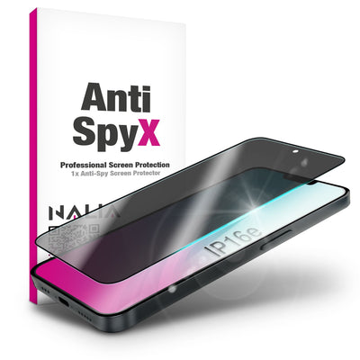 NALIA Privacy Blickschutzglas für Apple iPhone 16e / 17e – Anti-Spy Displayschutz & 9H Härte – ANTISPYX (Case-Friendly Full-Cover) – Marke aus Berlin Default Title NALIA GlasSchutz