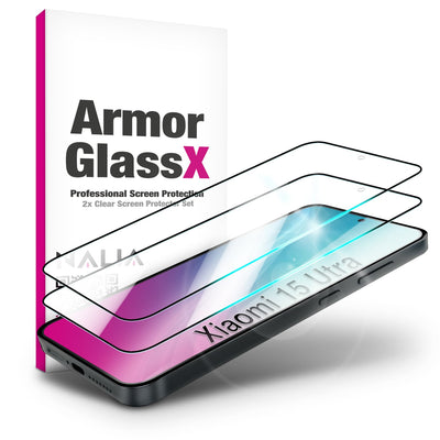 NALIA 2x Schutzglas für Xiaomi 15 Ultra – Full-Screen Schutz 9H & Hüllenfreundlich – ARMORGLASSX (Display Glasfolie Transparent & 9H Härte) – Marke aus Berlin Default Title NALIA GlasSchutz