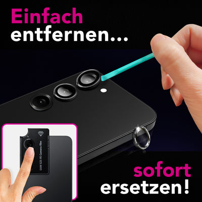 NALIA Glas Kameraschutzringe für Samsung Galaxy S25 FE – Linsenschutz & Case Friendly – FOCUS.PRO CLX (9H Härtegrad & Montagerahmen) – Marke aus Berlin Default Title NALIA GlasSchutz