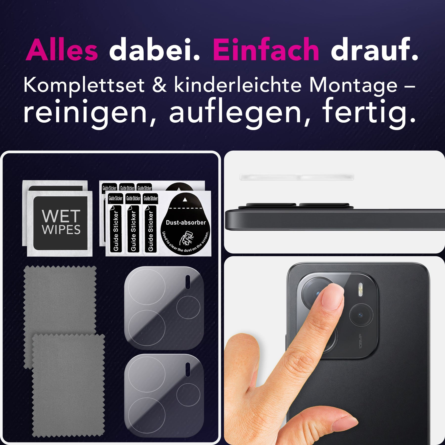 NALIA 2x Kameraschutzglas für Xiaomi Redmi Note 14 4G – Linsenschutz 9H & Case-Friendly – FOCUS.X2 MAX (HD-Echtglas Transparent) – Marke aus Berlin Default Title NALIA GlasSchutz