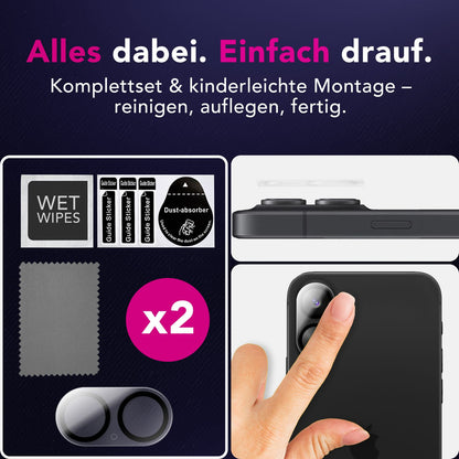 NALIA Kameraglas Focus.X2 MAX für Apple iPhone 17 (Klarer Kameraschutz) – 2er Set, 9H Schutzglas mit Anti-Reflex Ringen, Selbstklebend, Kompletter Linsen-Schutz, Hüllen geeignet Default Title NALIA GlasSchutz