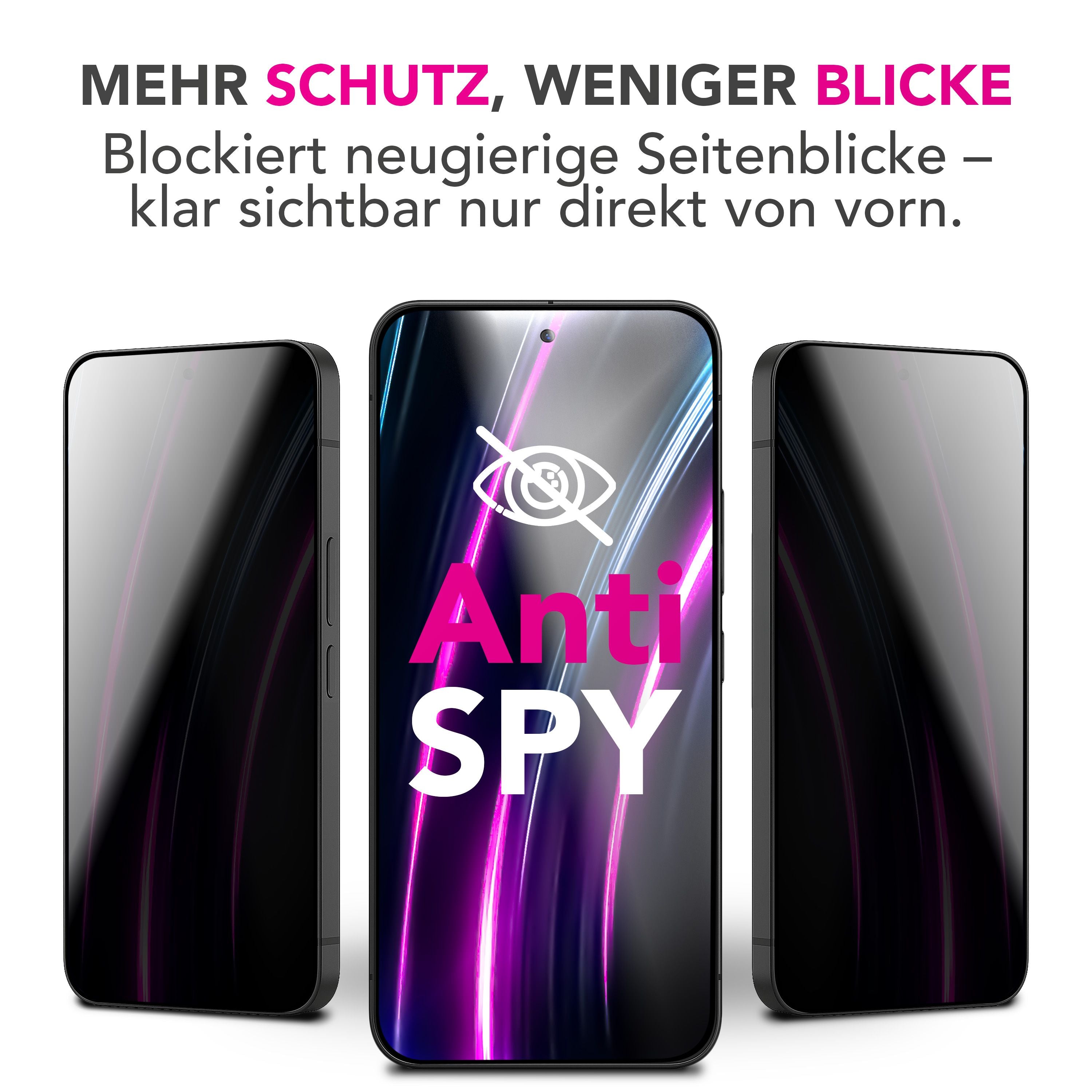 NALIA Display Glas AntiSpyX für Samsung Galaxy S25 FE (Diskreter Blickschutz) - Privacy Schutzglas mit 9H Härte, Anti-Spy Displayglas für Privatsphäre, Kratzfest, Hüllen-kompatibel