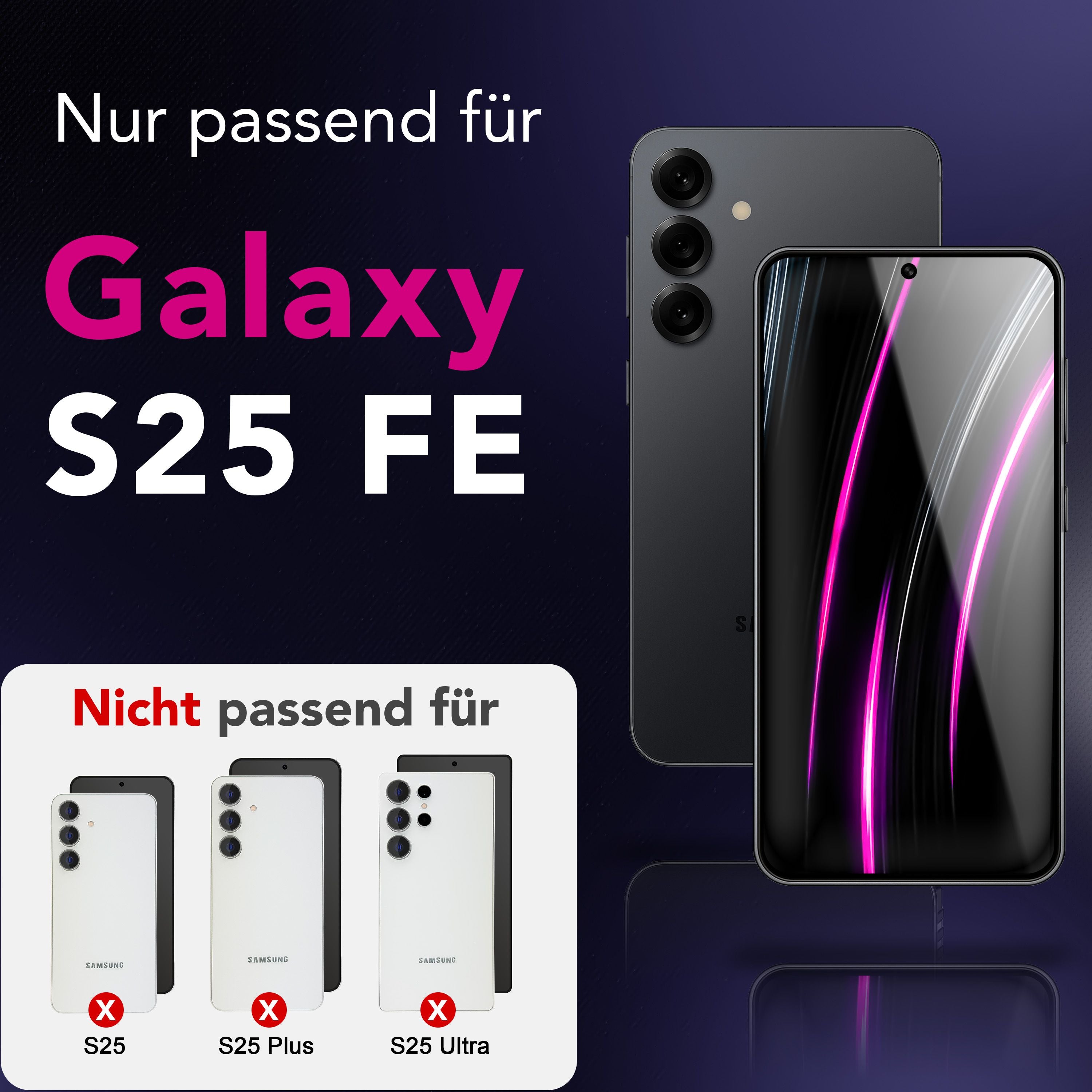 NALIA Display Glas AntiSpyX für Samsung Galaxy S25 FE (Diskreter Blickschutz) - Privacy Schutzglas mit 9H Härte, Anti-Spy Displayglas für Privatsphäre, Kratzfest, Hüllen-kompatibel